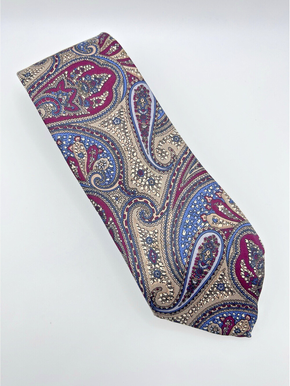 Coach and Four Mens Tie Paisley Red Blue Retro Narrow 3" X 58"  T110